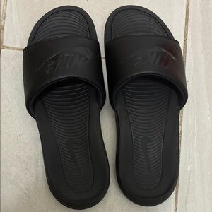 Nike Black Mens Slide Sandals with Embossed Logo